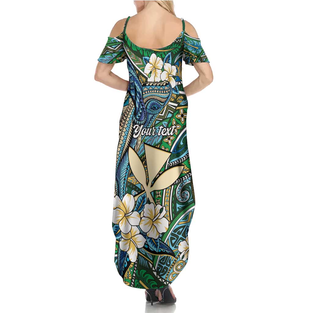 Personalised Hawaii Tribal Humpback Whale Family Matching Summer Maxi Dress and Hawaiian Shirt Omaomao Hibiscus Seamless Pattern
