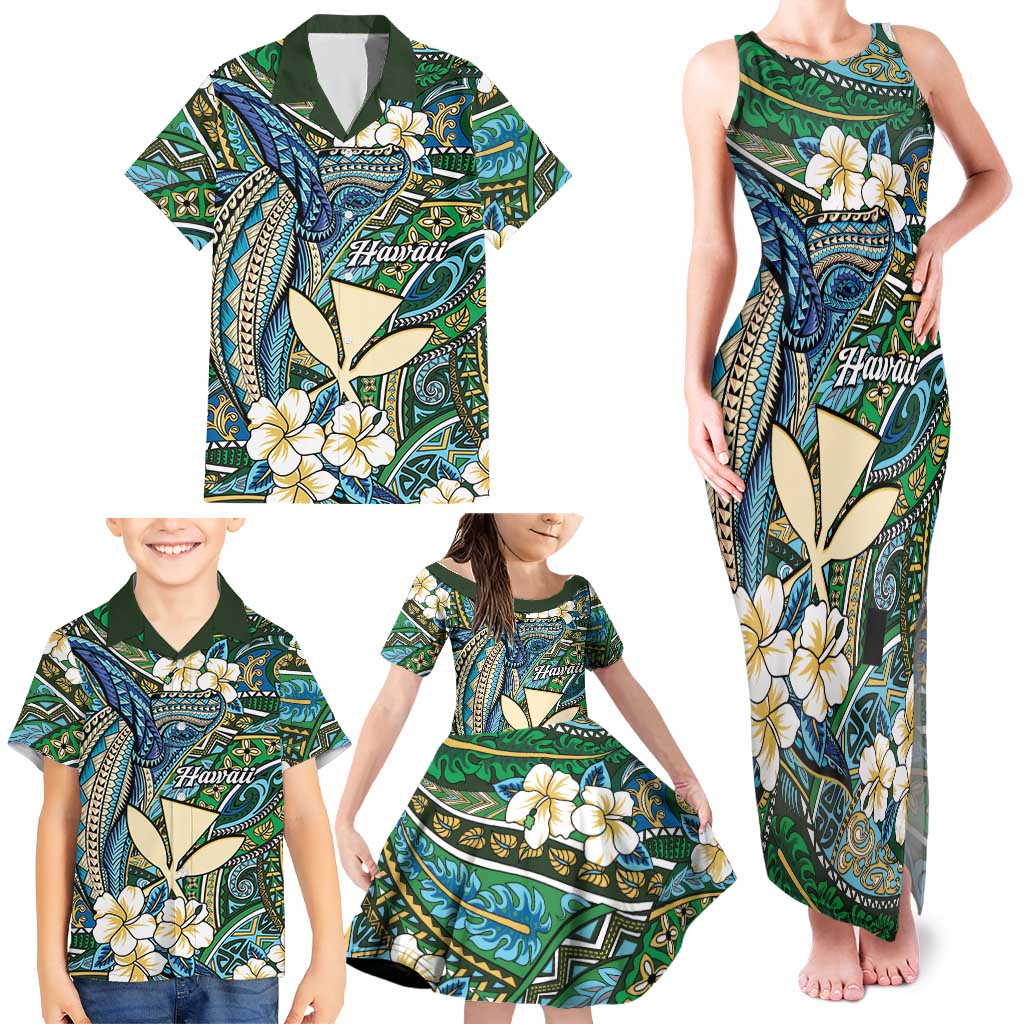 Personalised Hawaii Tribal Humpback Whale Family Matching Tank Maxi Dress and Hawaiian Shirt Omaomao Hibiscus Seamless Pattern LT9 - Polynesian Pride