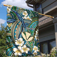 Personalised Hawaii Tribal Humpback Whale Garden Flag Omaomao Hibiscus Seamless Pattern LT9 - Polynesian Pride