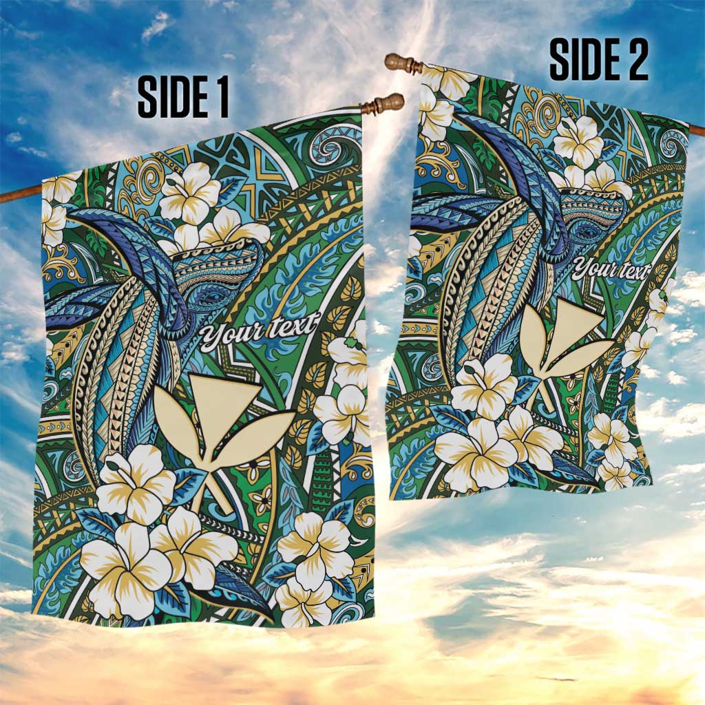 Personalised Hawaii Tribal Humpback Whale Garden Flag Omaomao Hibiscus Seamless Pattern LT9 - Polynesian Pride