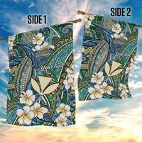 Personalised Hawaii Tribal Humpback Whale Garden Flag Omaomao Hibiscus Seamless Pattern LT9 - Polynesian Pride