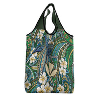 Personalised Hawaii Tribal Humpback Whale Grocery Bag Omaomao Hibiscus Seamless Pattern LT9 - Polynesian Pride