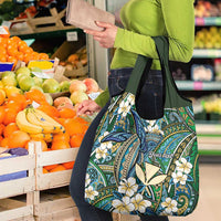 Personalised Hawaii Tribal Humpback Whale Grocery Bag Omaomao Hibiscus Seamless Pattern LT9 - Polynesian Pride