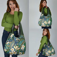 Personalised Hawaii Tribal Humpback Whale Grocery Bag Omaomao Hibiscus Seamless Pattern LT9 - Polynesian Pride