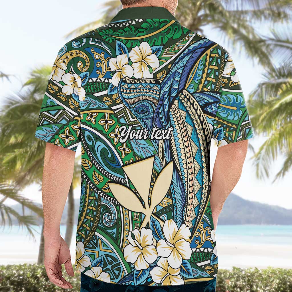 Personalised Hawaii Tribal Humpback Whale Hawaiian Shirt Omaomao Hibiscus Seamless Pattern