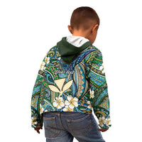 Personalised Hawaii Tribal Humpback Whale Kid Hoodie Omaomao Hibiscus Seamless Pattern