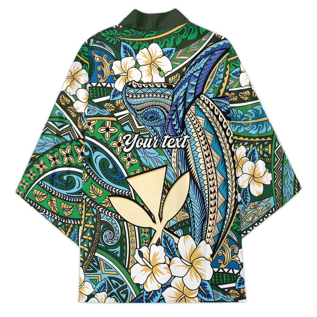 Personalised Hawaii Tribal Humpback Whale Kimono Omaomao Hibiscus Seamless Pattern LT9 - Polynesian Pride