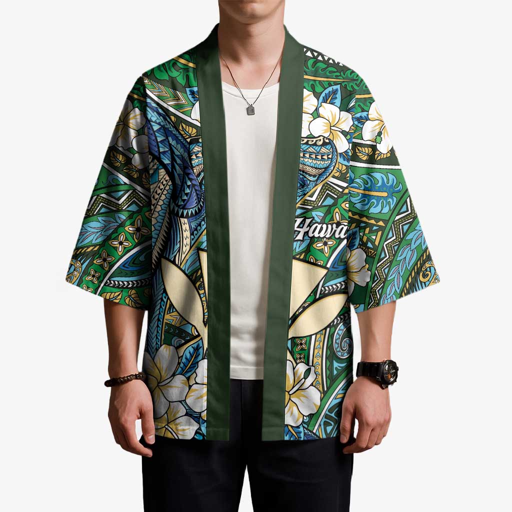 Personalised Hawaii Tribal Humpback Whale Kimono Omaomao Hibiscus Seamless Pattern LT9 - Polynesian Pride
