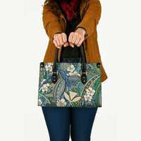 Personalised Hawaii Tribal Humpback Whale Leather Bag Omaomao Hibiscus Seamless Pattern LT9 - Polynesian Pride