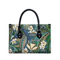 Personalised Hawaii Tribal Humpback Whale Leather Bag Omaomao Hibiscus Seamless Pattern LT9 - Polynesian Pride