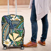 Personalised Hawaii Tribal Humpback Whale Luggage Cover Omaomao Hibiscus Seamless Pattern LT9 Green - Polynesian Pride