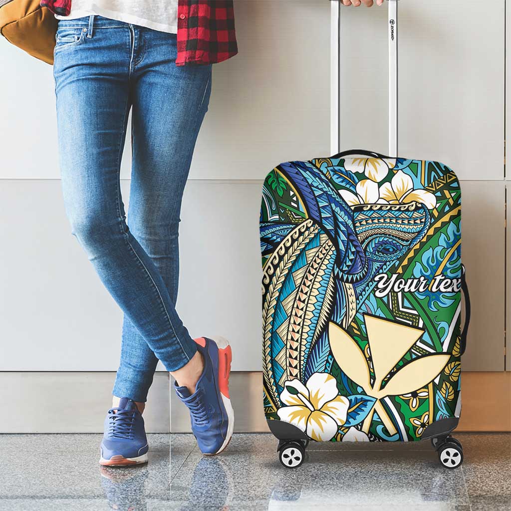 Personalised Hawaii Tribal Humpback Whale Luggage Cover Omaomao Hibiscus Seamless Pattern LT9 - Polynesian Pride