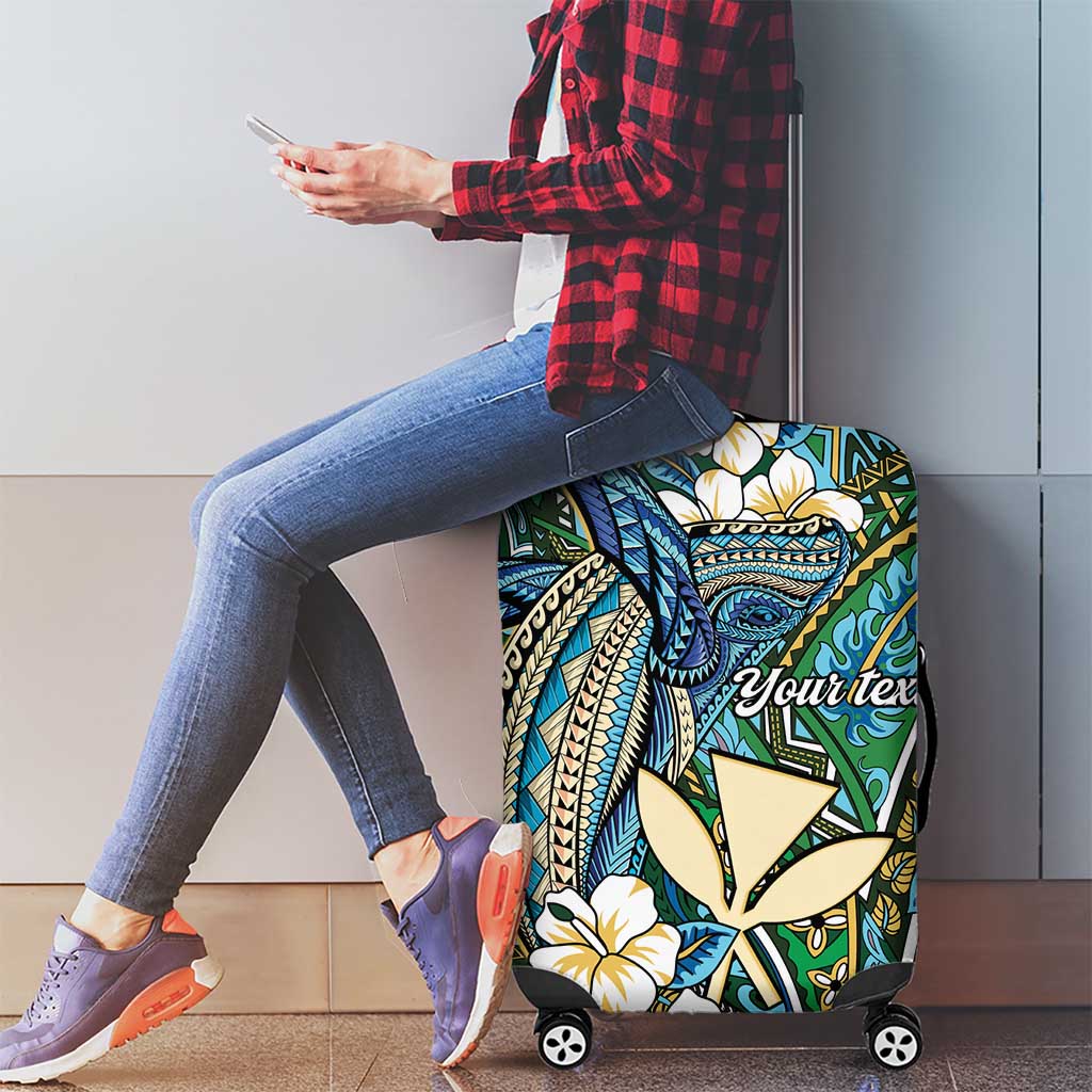Personalised Hawaii Tribal Humpback Whale Luggage Cover Omaomao Hibiscus Seamless Pattern LT9 - Polynesian Pride