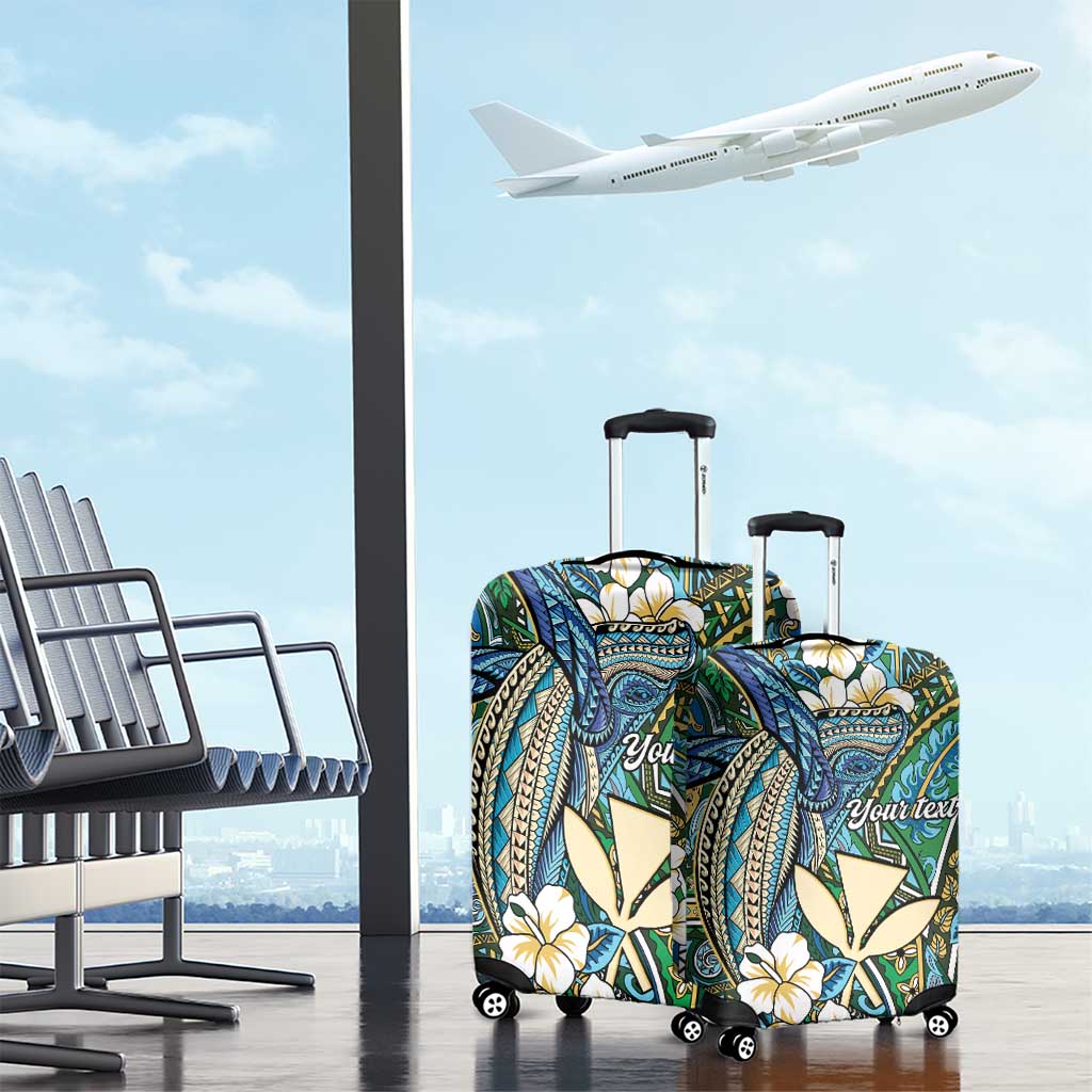 Personalised Hawaii Tribal Humpback Whale Luggage Cover Omaomao Hibiscus Seamless Pattern LT9 - Polynesian Pride