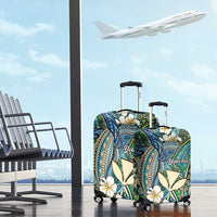 Personalised Hawaii Tribal Humpback Whale Luggage Cover Omaomao Hibiscus Seamless Pattern LT9 - Polynesian Pride