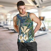 Personalised Hawaii Tribal Humpback Whale Men Tank Top Omaomao Hibiscus Seamless Pattern