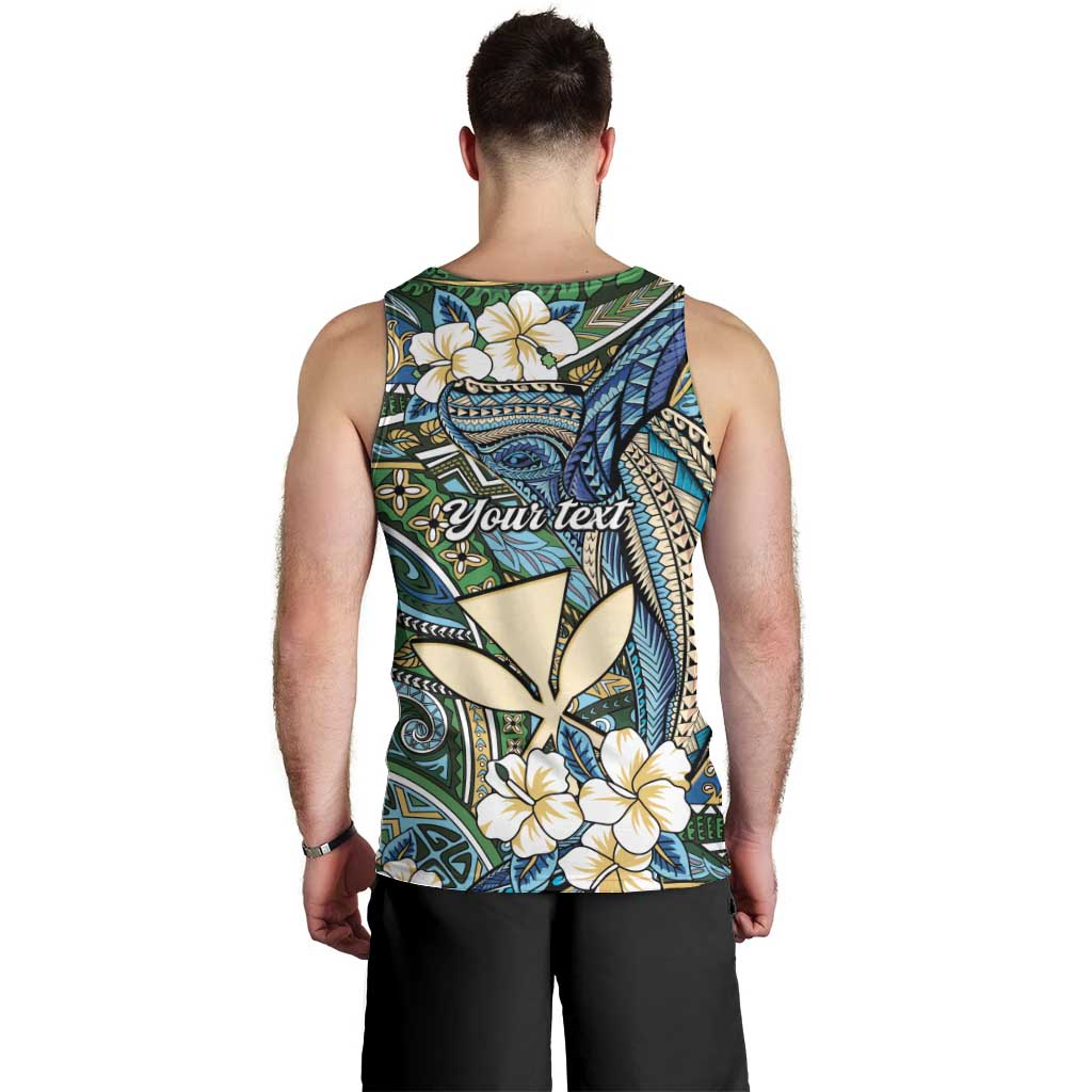 Personalised Hawaii Tribal Humpback Whale Men Tank Top Omaomao Hibiscus Seamless Pattern