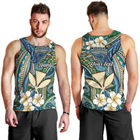 Personalised Hawaii Tribal Humpback Whale Men Tank Top Omaomao Hibiscus Seamless Pattern