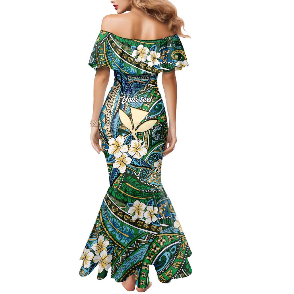 Personalised Hawaii Tribal Humpback Whale Mermaid Dress Omaomao Hibiscus Seamless Pattern LT9 - Polynesian Pride