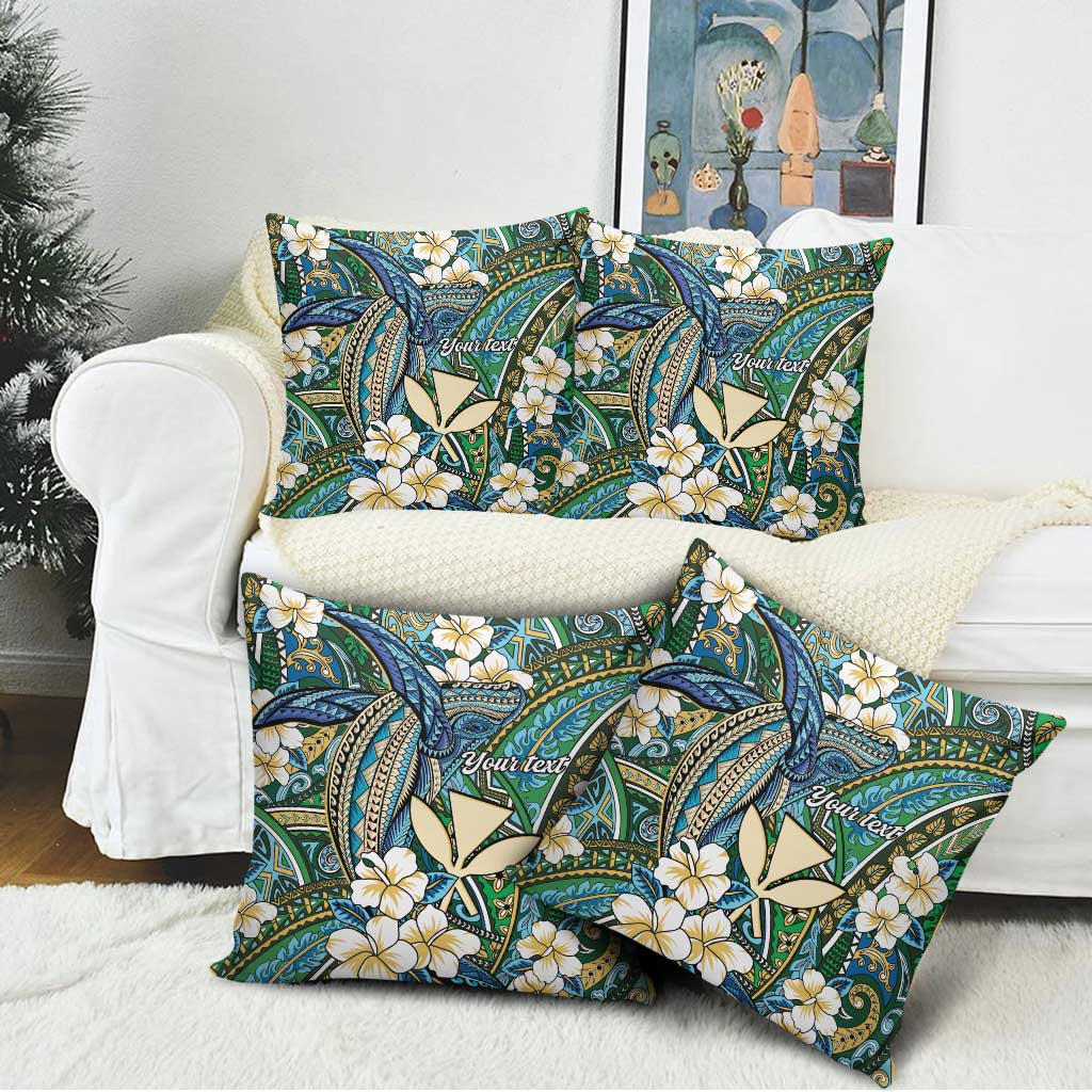 Personalised Hawaii Tribal Humpback Whale Pillow Cover Omaomao Hibiscus Seamless Pattern LT9 - Polynesian Pride
