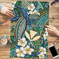Personalised Hawaii Tribal Humpback Whale Puzzle Omaomao Hibiscus Seamless Pattern LT9 Green - Polynesian Pride