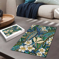 Personalised Hawaii Tribal Humpback Whale Puzzle Omaomao Hibiscus Seamless Pattern LT9 - Polynesian Pride