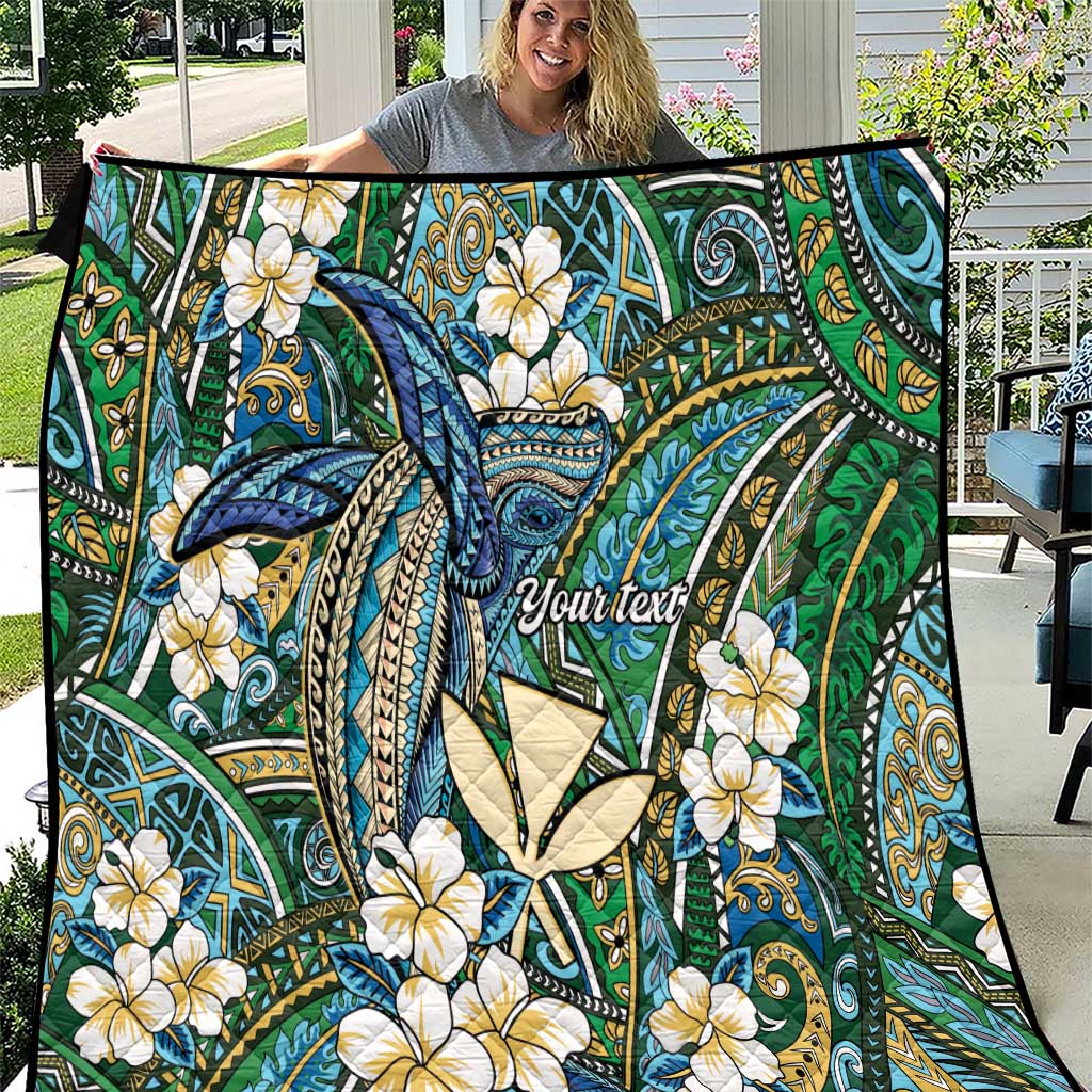 Personalised Hawaii Tribal Humpback Whale Quilt Omaomao Hibiscus Seamless Pattern