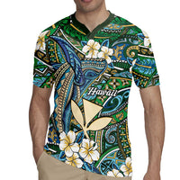 Personalised Hawaii Tribal Humpback Whale Rugby Jersey Omaomao Hibiscus Seamless Pattern LT9 - Polynesian Pride