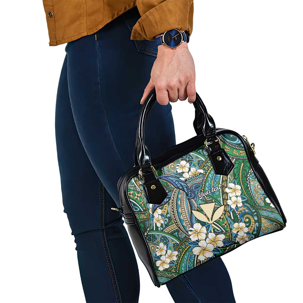 Personalised Hawaii Tribal Humpback Whale Shoulder Handbag Omaomao Hibiscus Seamless Pattern LT9 - Polynesian Pride