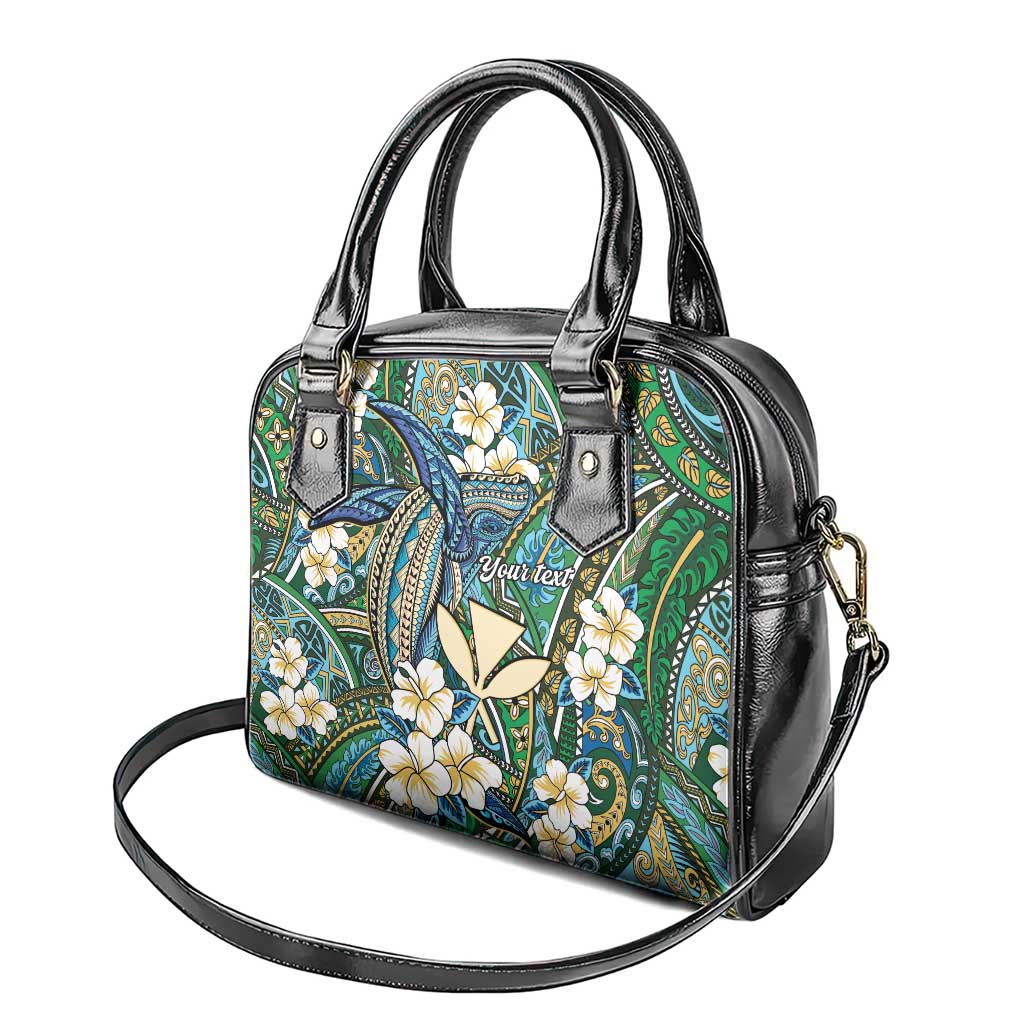 Personalised Hawaii Tribal Humpback Whale Shoulder Handbag Omaomao Hibiscus Seamless Pattern LT9 - Polynesian Pride