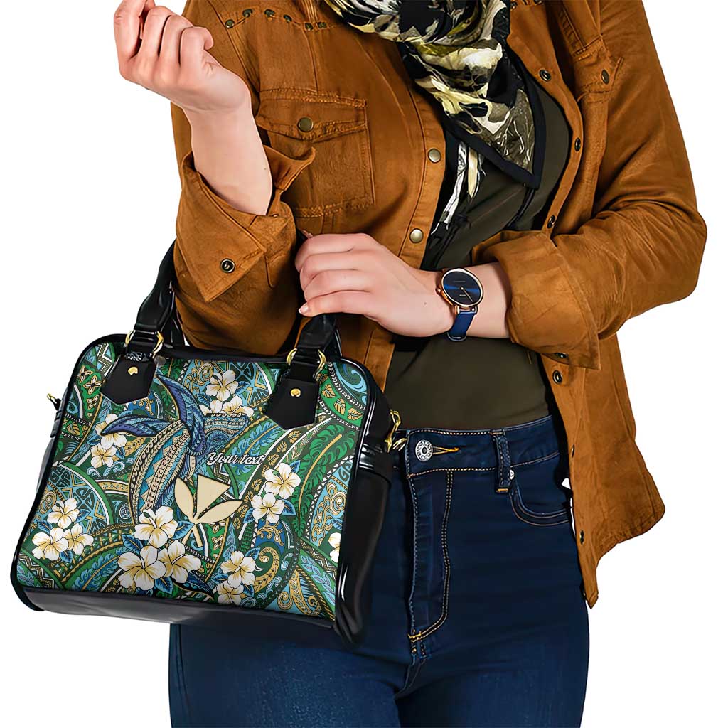 Personalised Hawaii Tribal Humpback Whale Shoulder Handbag Omaomao Hibiscus Seamless Pattern LT9 - Polynesian Pride