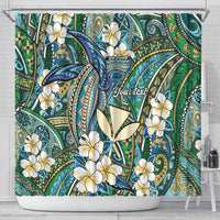 Personalised Hawaii Tribal Humpback Whale Shower Curtain Omaomao Hibiscus Seamless Pattern LT9 - Polynesian Pride