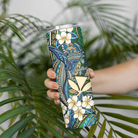 Personalised Hawaii Tribal Humpback Whale Skinny Tumbler Omaomao Hibiscus Seamless Pattern LT9 - Polynesian Pride