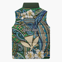 Personalised Hawaii Tribal Humpback Whale Sleeveless Puffer Jacket Omaomao Hibiscus Seamless Pattern LT9 - Polynesian Pride