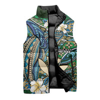 Personalised Hawaii Tribal Humpback Whale Sleeveless Puffer Jacket Omaomao Hibiscus Seamless Pattern LT9 - Polynesian Pride