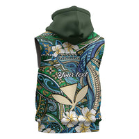 Personalised Hawaii Tribal Humpback Whale Sleeveless Zip Hoodie Omaomao Hibiscus Seamless Pattern LT9 - Polynesian Pride