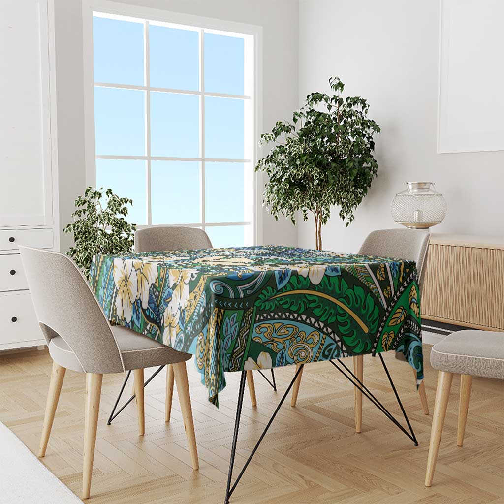 Personalised Hawaii Tribal Humpback Whale Tablecloth Omaomao Hibiscus Seamless Pattern LT9 - Polynesian Pride