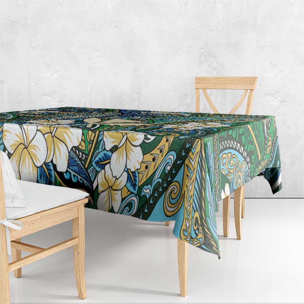 Personalised Hawaii Tribal Humpback Whale Tablecloth Omaomao Hibiscus Seamless Pattern LT9 - Polynesian Pride