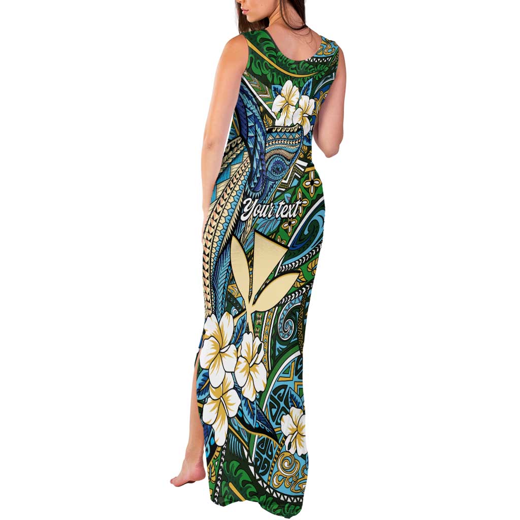 Personalised Hawaii Tribal Humpback Whale Tank Maxi Dress Omaomao Hibiscus Seamless Pattern LT9 - Polynesian Pride