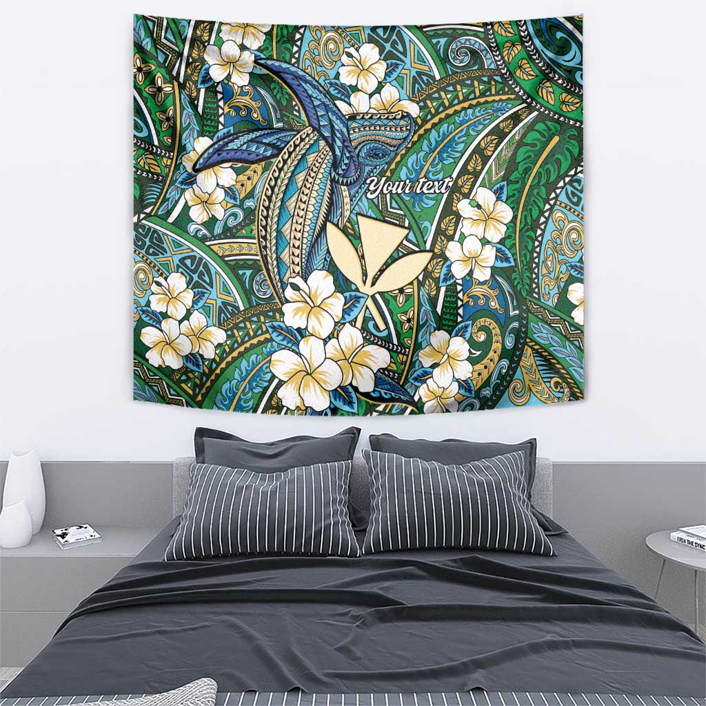 Personalised Hawaii Tribal Humpback Whale Tapestry Omaomao Hibiscus Seamless Pattern LT9 - Polynesian Pride