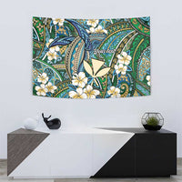 Personalised Hawaii Tribal Humpback Whale Tapestry Omaomao Hibiscus Seamless Pattern LT9 - Polynesian Pride