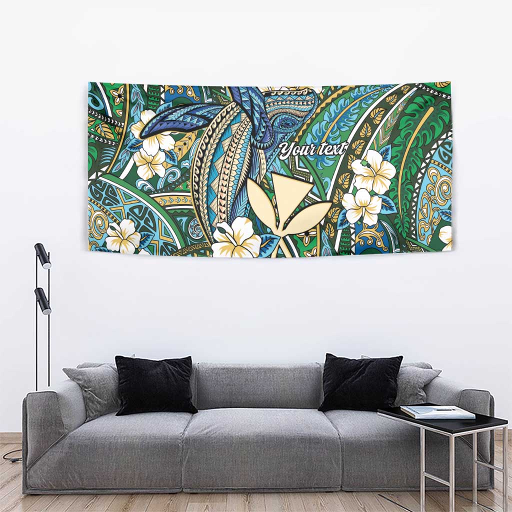 Personalised Hawaii Tribal Humpback Whale Tapestry Omaomao Hibiscus Seamless Pattern LT9 - Polynesian Pride