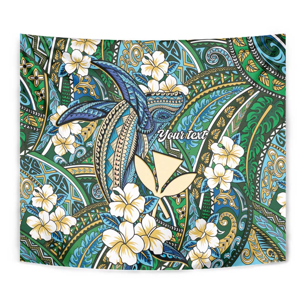 Personalised Hawaii Tribal Humpback Whale Tapestry Omaomao Hibiscus Seamless Pattern LT9 - Polynesian Pride