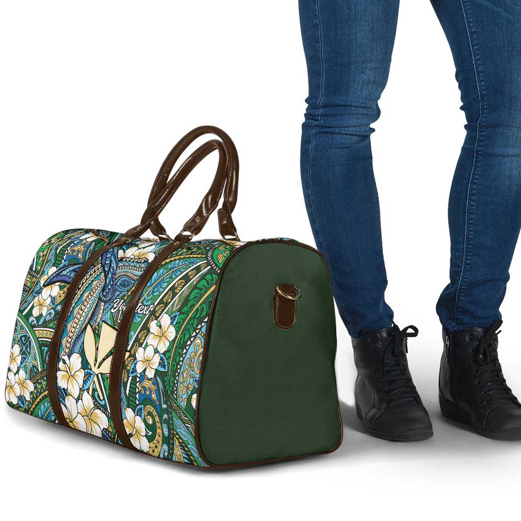 Personalised Hawaii Tribal Humpback Whale Travel Bag Omaomao Hibiscus Seamless Pattern LT9 - Polynesian Pride