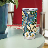 Personalised Hawaii Tribal Humpback Whale Tumbler Cup Omaomao Hibiscus Seamless Pattern