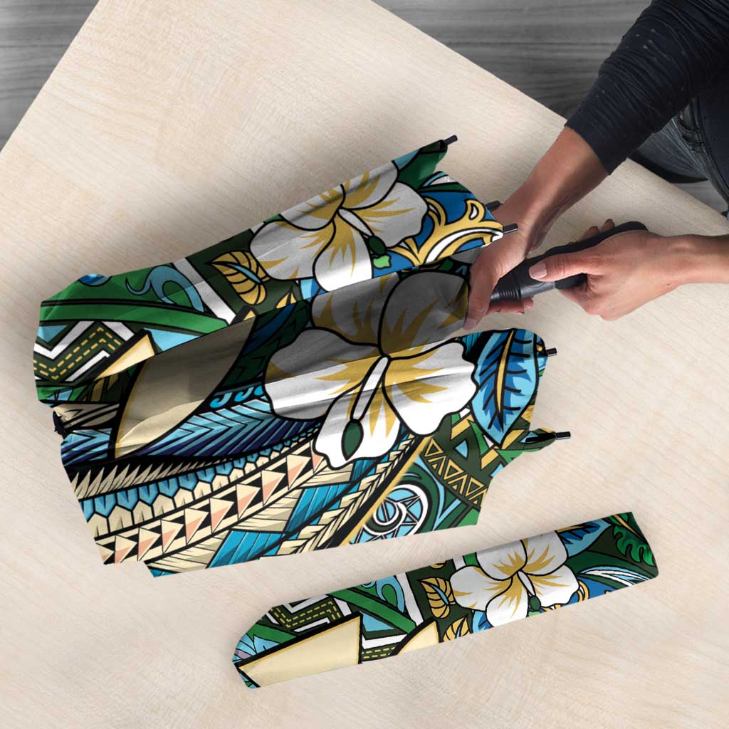 Personalised Hawaii Tribal Humpback Whale Umbrella Omaomao Hibiscus Seamless Pattern LT9 - Polynesian Pride