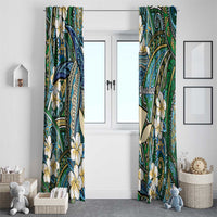 Personalised Hawaii Tribal Humpback Whale Window Curtain Omaomao Hibiscus Seamless Pattern LT9 - Polynesian Pride