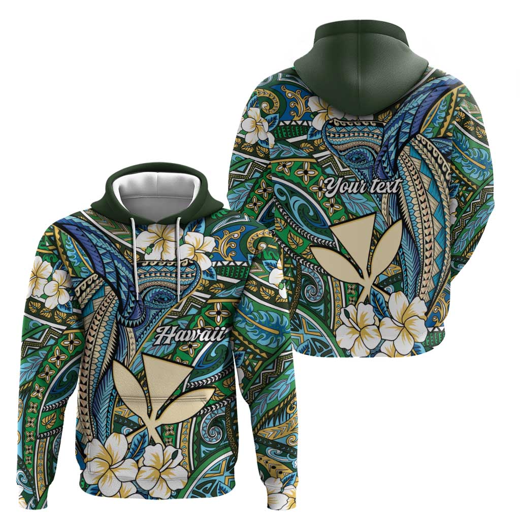 Personalised Hawaii Tribal Humpback Whale Zip Hoodie Omaomao Hibiscus Seamless Pattern LT9 - Polynesian Pride
