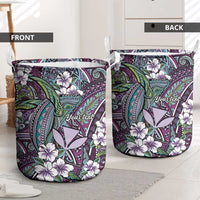 Personalised Hawaii Tribal Humpback Whale Laundry Basket Poni Hibiscus Seamless Pattern LT9 - Polynesian Pride