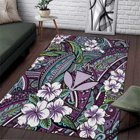 Personalised Hawaii Tribal Humpback Whale Area Rug Poni Hibiscus Seamless Pattern